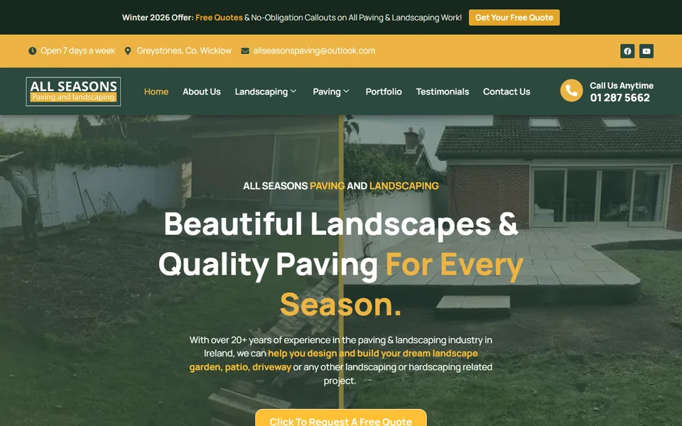 The All Seasons Paving & Landscaping website