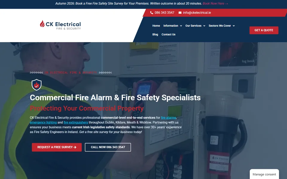 The CK Electrical, Fire & Security website