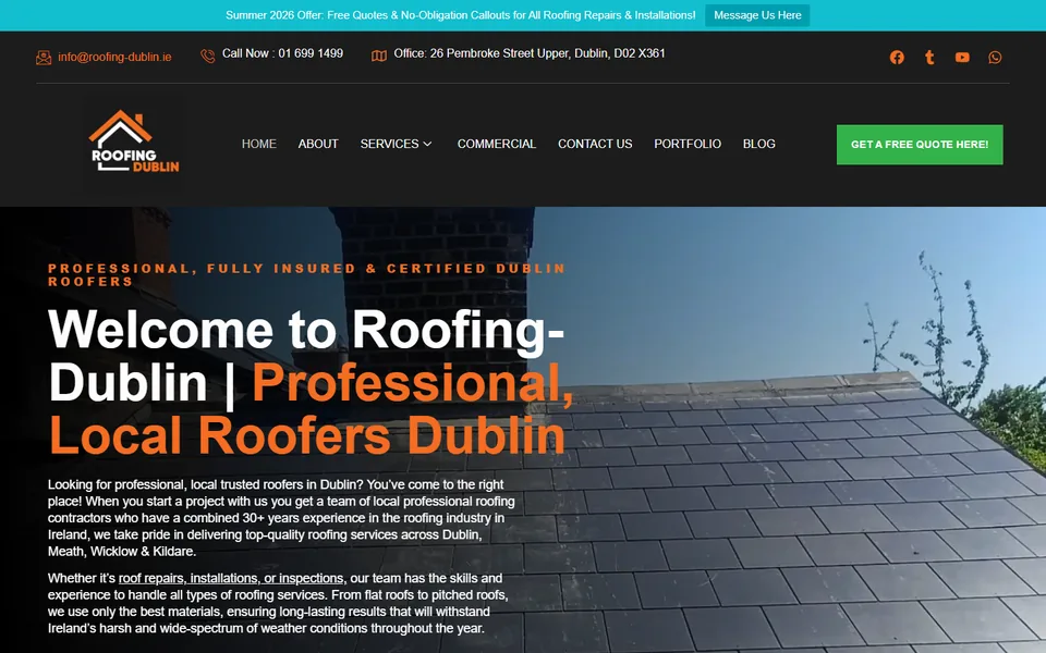 The Roofing Dublin website
